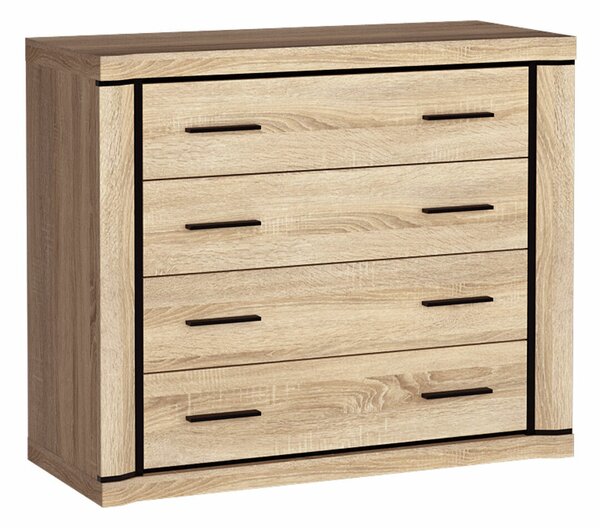 Komód Lorelie 101, Laminált forgácslap, 91x107x44cm, Sonoma tölgy