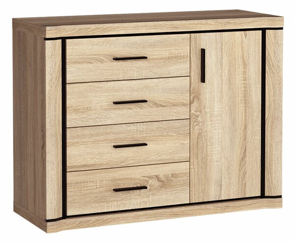 Komód Lorelie 102, Laminált forgácslap, 91x117x44cm, Sonoma tölgy