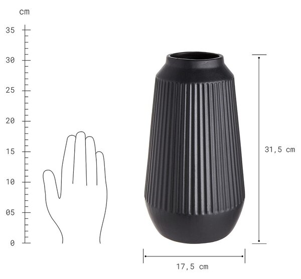 FINJA kerámia váza, fekete 31,5cm