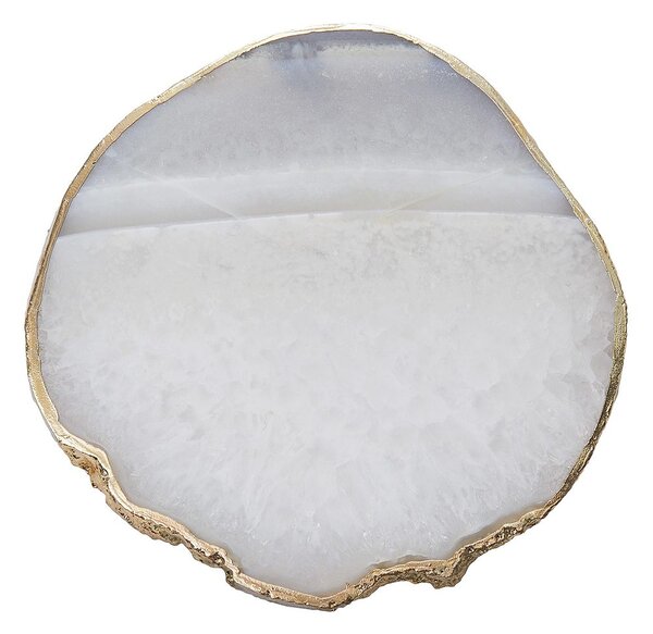 CRYSTAL poháralátét arany szegéllyel, fehér kvarc Ø10cm