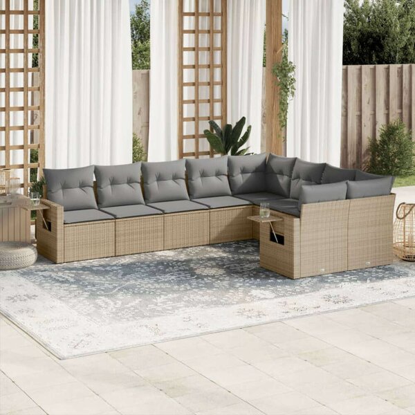 VidaXL Polyrattan Kerti Ülőgarnitúra - 9 részes - Bézs