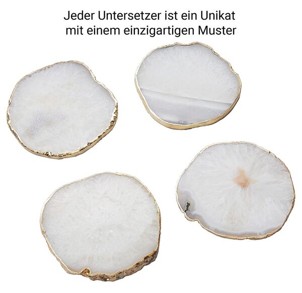 CRYSTAL poháralátét arany szegéllyel, fehér kvarc Ø10cm