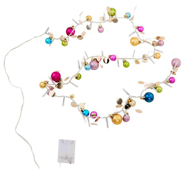 JOLLY LIGHTS LED égősor gömbdíszekkel és USB kábellel, színes