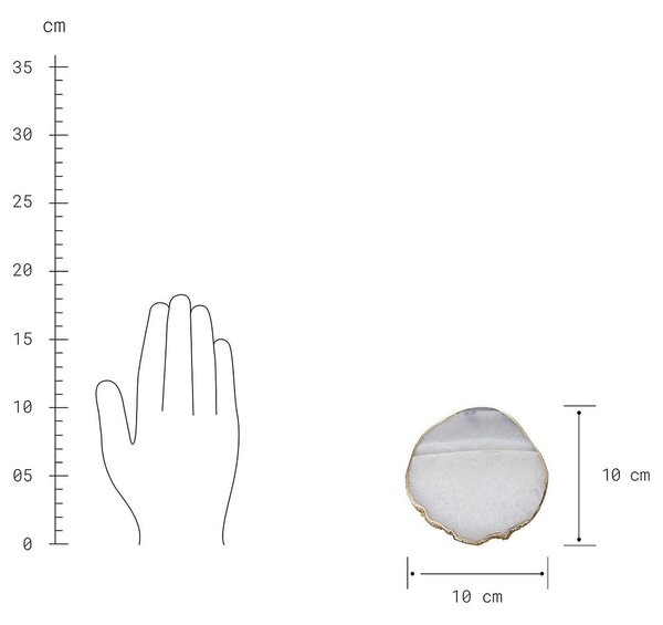 CRYSTAL poháralátét arany szegéllyel, fehér kvarc Ø10cm