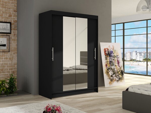 Gardróbszekrény Closico Pacron II, Laminált forgácslap, 200x120x58cm, Fekete
