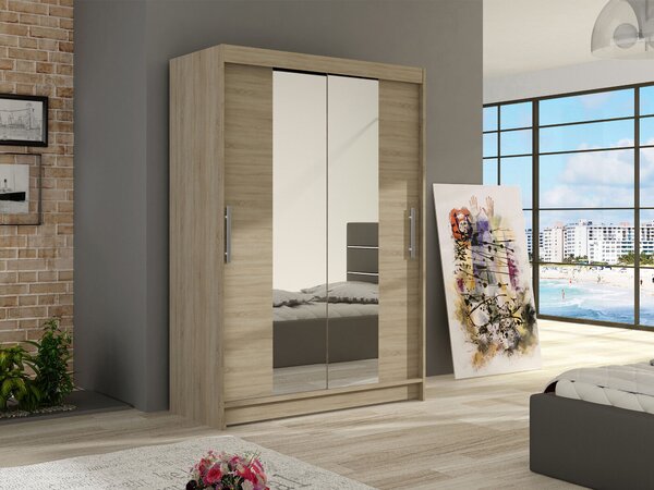Gardróbszekrény Closico Pacron II, Laminált forgácslap, 200x120x58cm, Sonoma tölgy