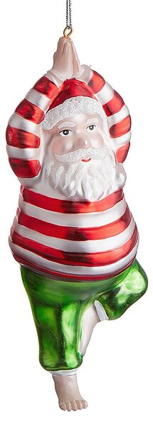 HANG ON üveg karácsonyfadísz, jógázó Mikulás