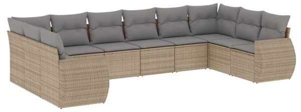 VidaXL Polyrattan Kerti Ülőgarnitúra - 10 részes - Bézs