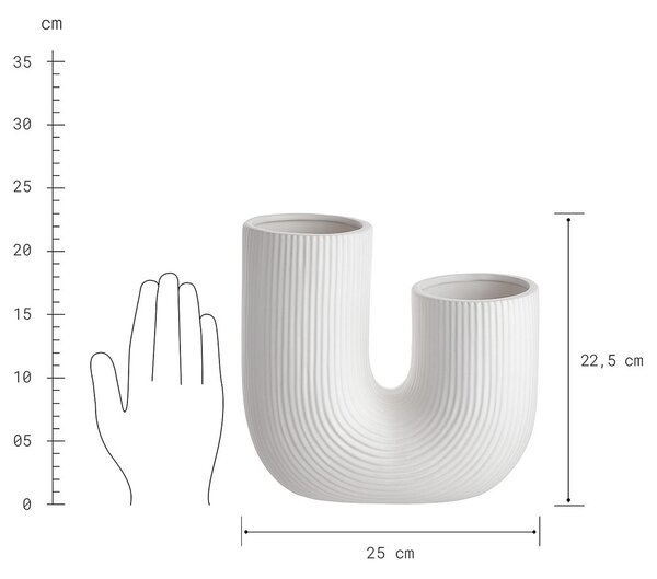 TUBE kerámia váza, fehér 22,5cm