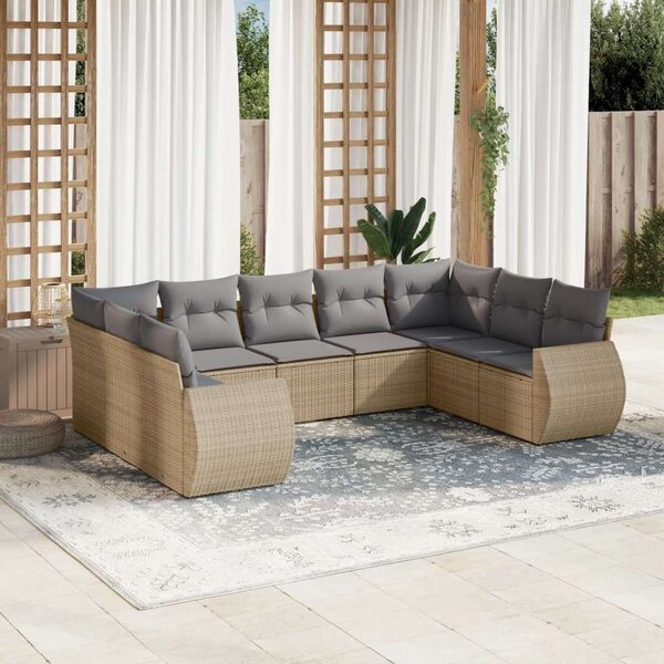 VidaXL Polyrattan Kerti Ülőgarnitúra - 9 részes - Bézs