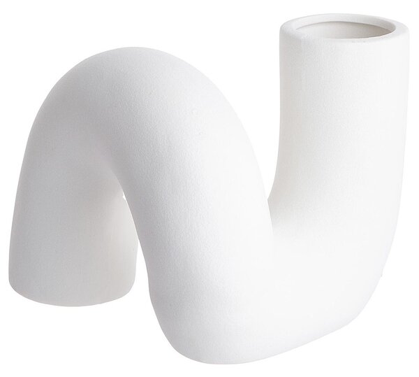 PIPE kerámia váza, fehér 16 cm