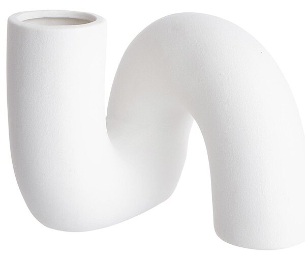 PIPE kerámia váza, fehér 16 cm