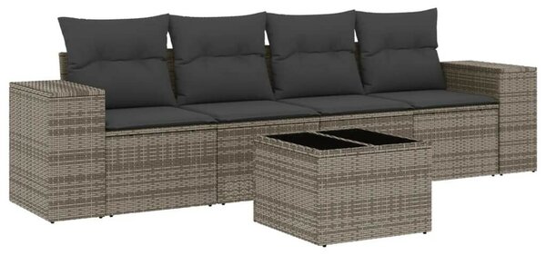 VidaXL Polyrattan Kerti Ülőgarnitúra - 5 részes - Szürke
