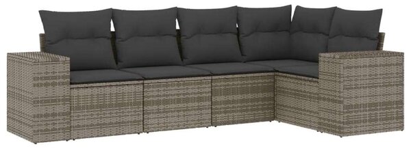 VidaXL Polyrattan Kerti Ülőgarnitúra - 5 részes - Szürke