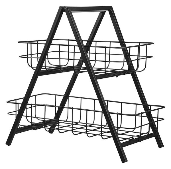 GRID két emeletes fém tároló, fekete 33 cm
