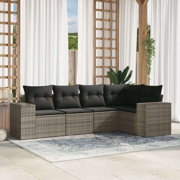 VidaXL Polyrattan Kerti Ülőgarnitúra - 5 részes - Szürke