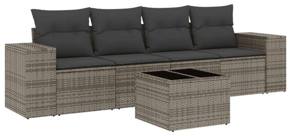 VidaXL Polyrattan Kerti Ülőgarnitúra - 5 részes - Szürke