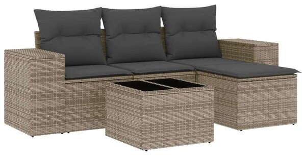 VidaXL Polyrattan Kerti Ülőgarnitúra - 5 részes - Szürke