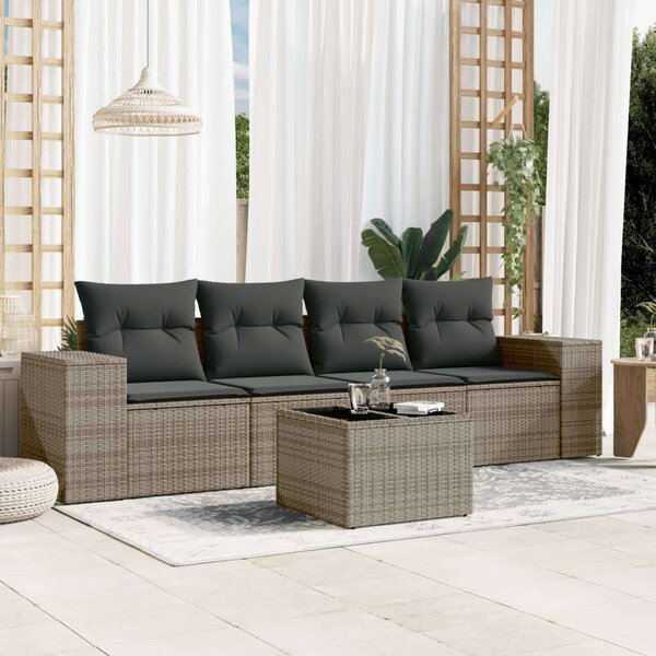 VidaXL Polyrattan Kerti Ülőgarnitúra - 5 részes - Szürke