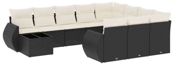 VidaXL Polyrattan Kerti Ülőgarnitúra - 11 részes - Fekete