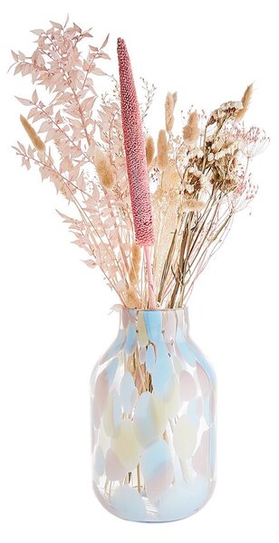 CONFETTI üveg váza, kék-rózsaszín 28cm