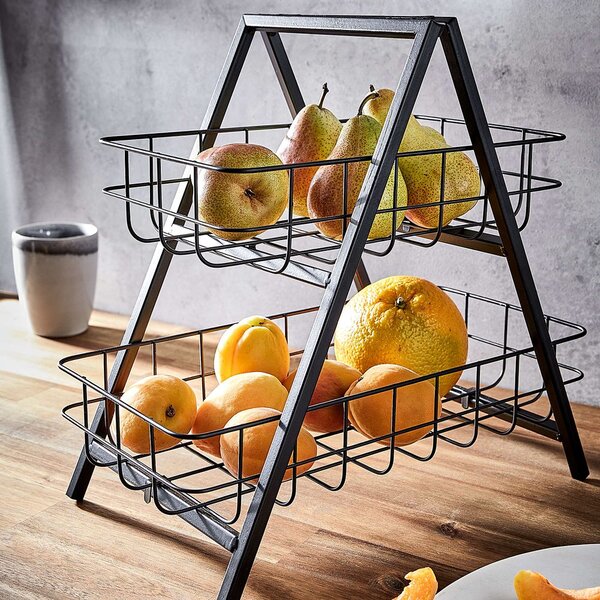 GRID két emeletes fém tároló, fekete 33 cm