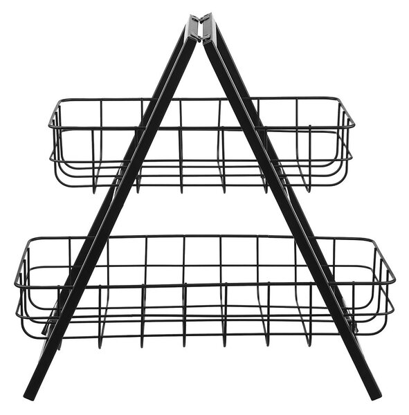 GRID két emeletes fém tároló, fekete 33 cm
