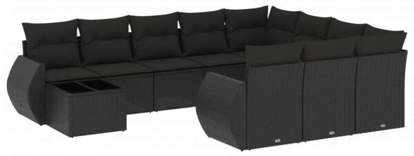 VidaXL Polyrattan Kerti Ülőgarnitúra - 11 részes - Fekete