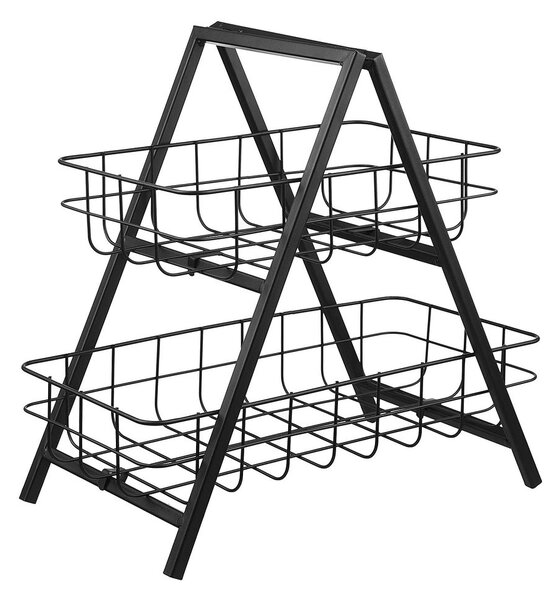 GRID két emeletes fém tároló, fekete 33 cm