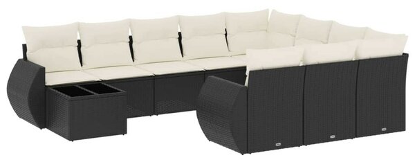VidaXL Polyrattan Kerti Ülőgarnitúra - 11 részes - Fekete