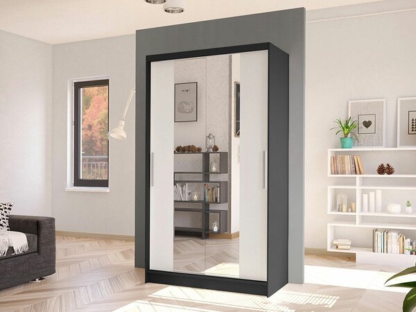 Gardróbszekrény Closico Structor II, Laminált forgácslap, 200x100x58cm, Fehér, Fekete
