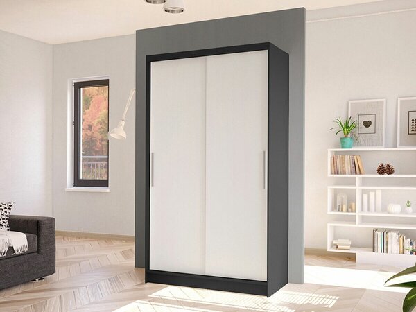 Gardróbszekrény Closico Structor I, Laminált forgácslap, 200x100x58cm, Fehér, Fekete