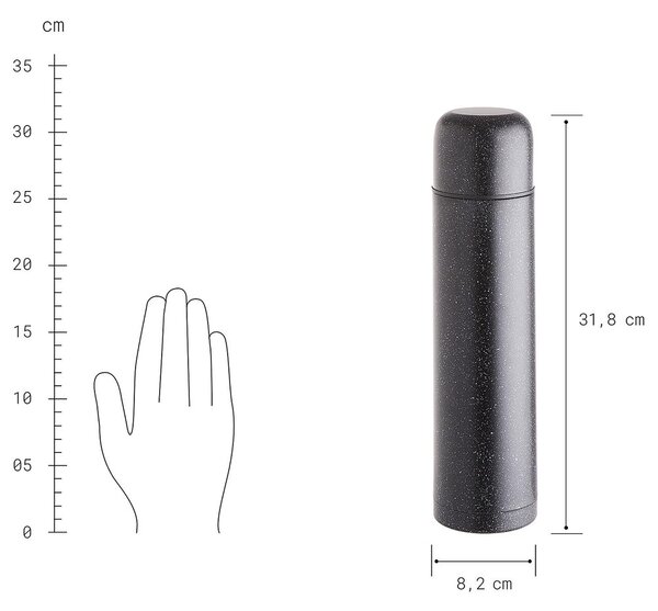 BARRIE termosz, fekete fröcskölt 1 liter