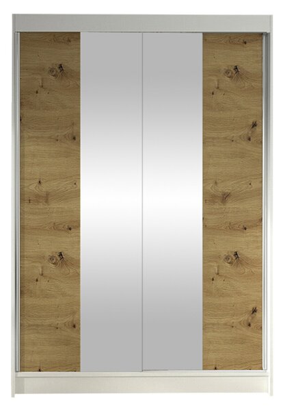 Gardróbszekrény Closico Salvor II, Laminált forgácslap, 200x120x58cm, Artisan tölgy, Fehér