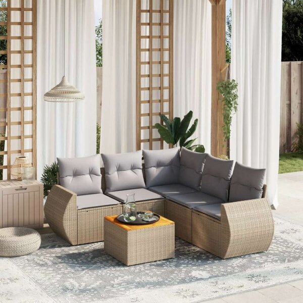 VidaXL Polyrattan Kerti Ülőgarnitúra - 6 részes - Bézs