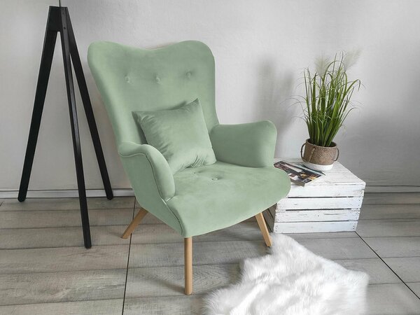 Fotel Clovis 102, 76x90x100cm, Lábak: Fa,Bükkfa