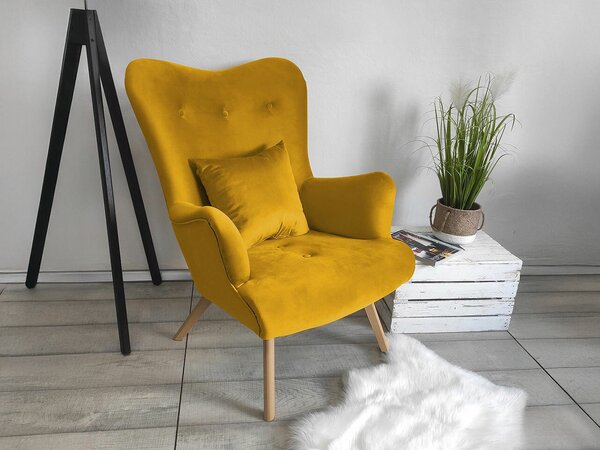 Fotel Clovis 102, 76x90x100cm, Lábak: Fa,Bükkfa
