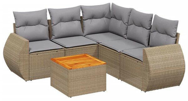 VidaXL Polyrattan Kerti Ülőgarnitúra - 6 részes - Bézs