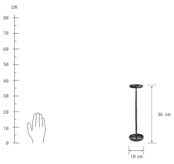 FAROL gyertyatartó, fekete 36cm
