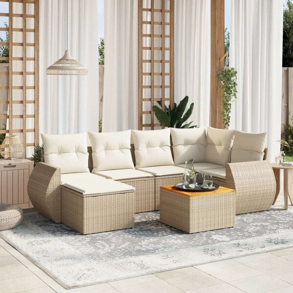 VidaXL Polyrattan Kerti Ülőgarnitúra - 7 részes - Bézs
