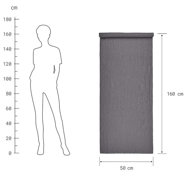 RIGA lenvászon asztali futó, antracit szürke 50x160 cm