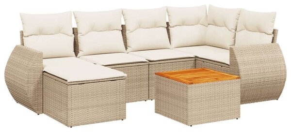 VidaXL Polyrattan Kerti Ülőgarnitúra - 7 részes - Bézs