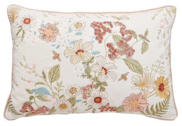 COTTON VELVET hímzett pamutbársony párna 40x60 cm, virágos