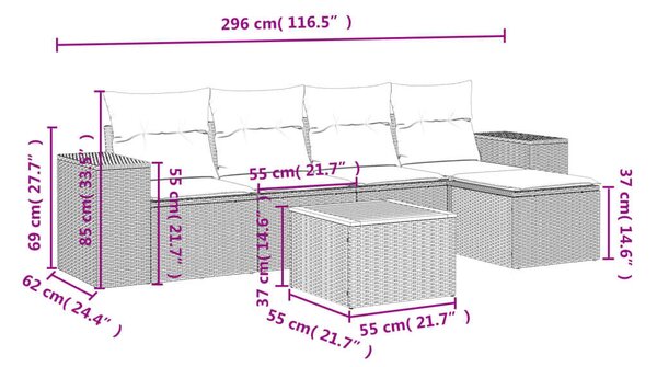 VidaXL Polyrattan Kerti Ülőgarnitúra - 6 részes - Bézs