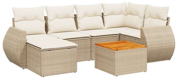 VidaXL Polyrattan Kerti Ülőgarnitúra - 7 részes - Bézs