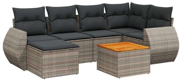 VidaXL Polyrattan Kerti Ülőgarnitúra - 7 részes - Szürke