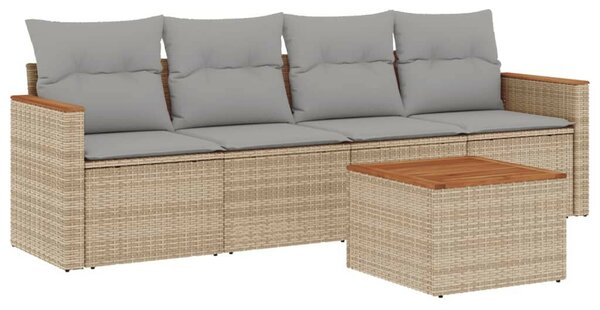 VidaXL Polyrattan Kerti Ülőgarnitúra - 5 részes - Bézs