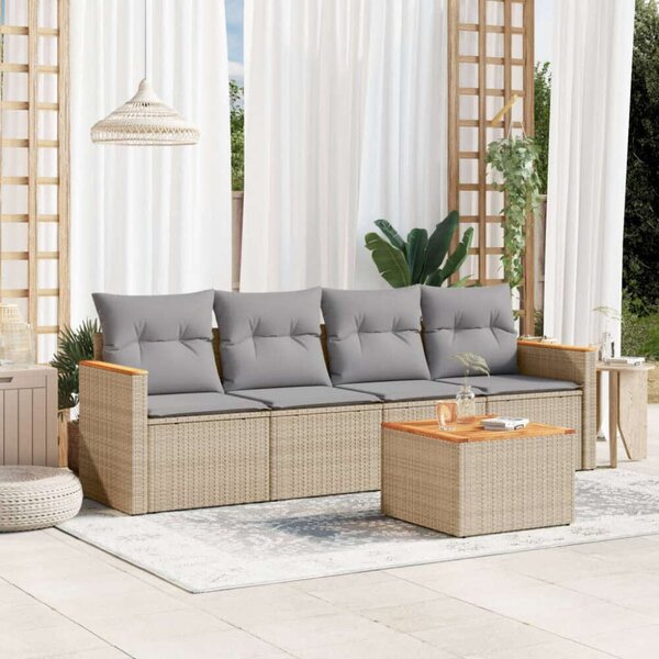 VidaXL Polyrattan Kerti Ülőgarnitúra - 5 részes - Bézs