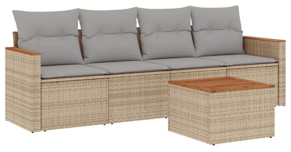 VidaXL Polyrattan Kerti Ülőgarnitúra - 5 részes - Bézs
