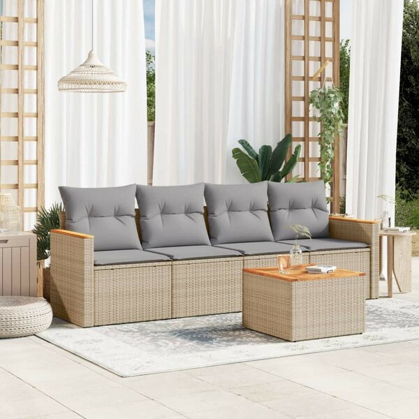 VidaXL Polyrattan Kerti Ülőgarnitúra - 5 részes - Bézs